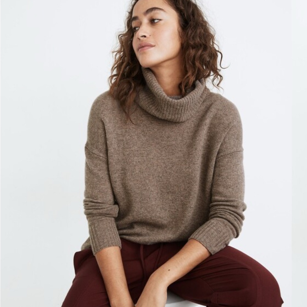 Madewell Heather Mink (Re)sourced Cashmere Turtleneck Tunic Sweater Size Small